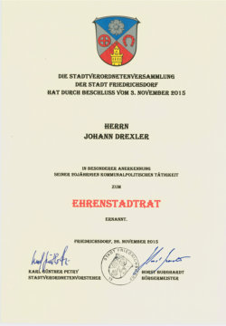 Urkunde Ehrenstadtrat Urkunde Ehrenstadtrat